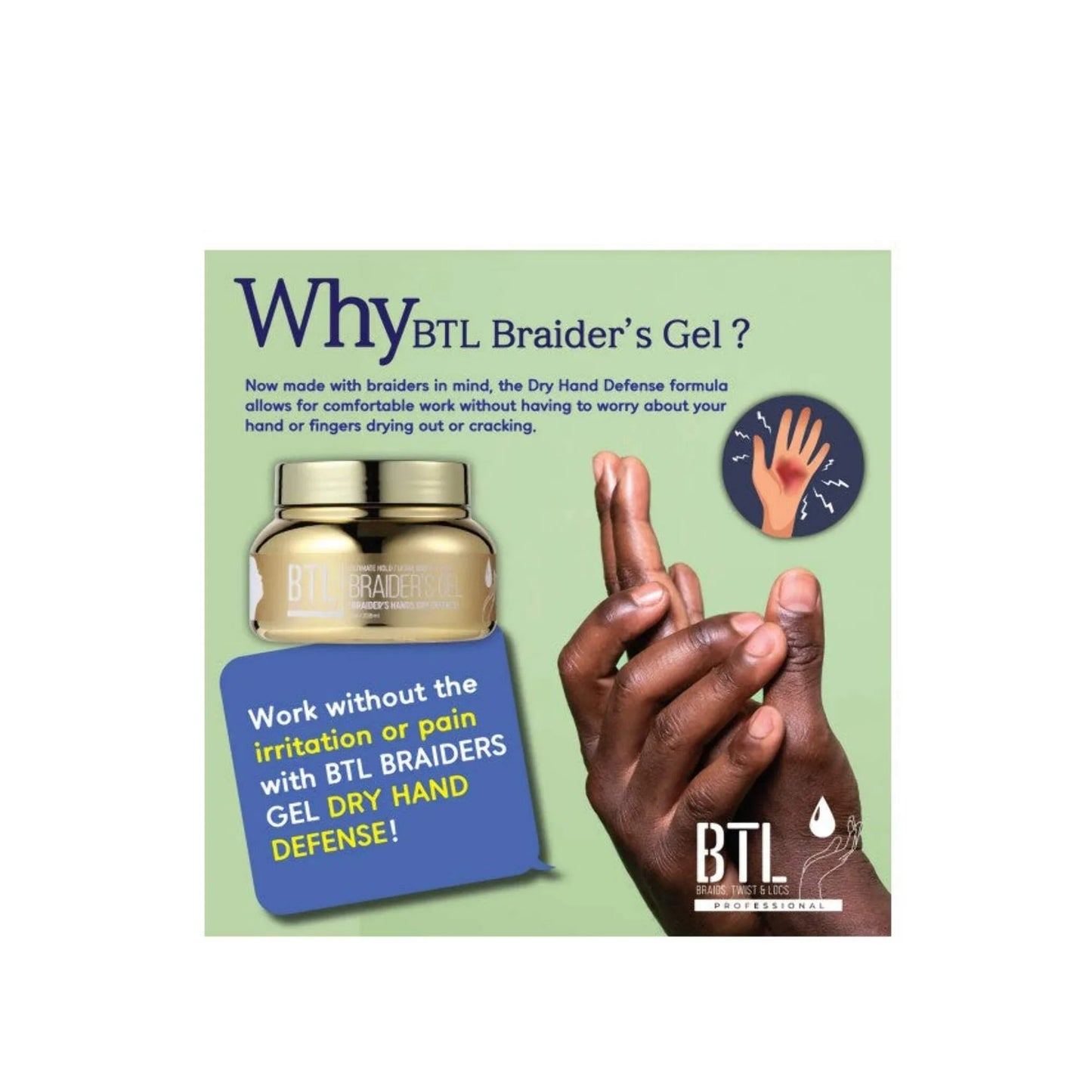 BTL Braider Gel Gold- Braider's Hands Dry Defense