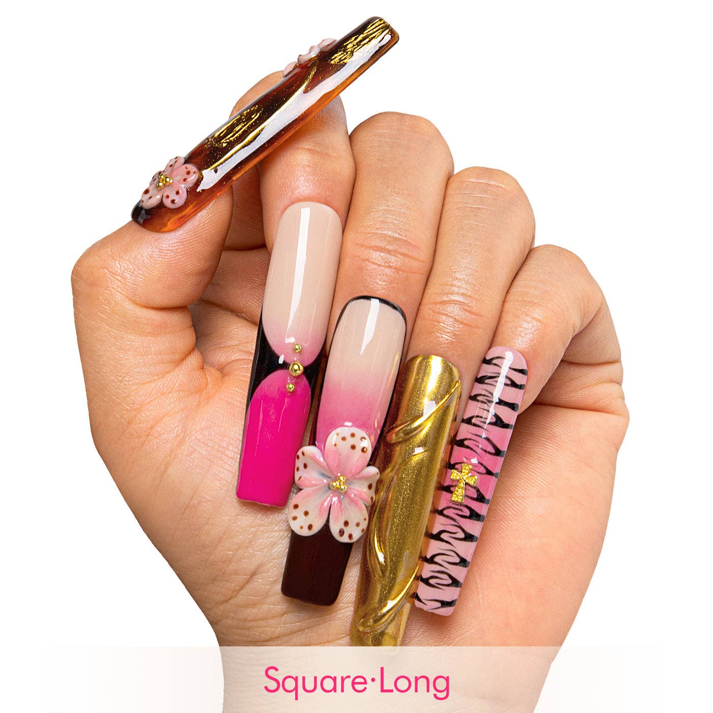 LOVFUL Empress Bloom Handmade Reusable Full Cover Press on Nails H492: S / Long / Square