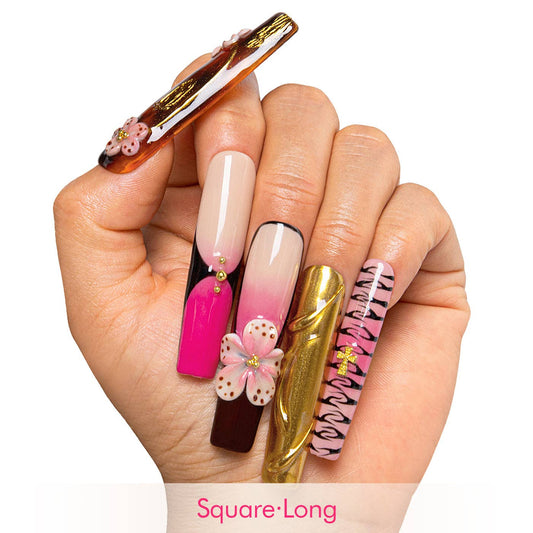 LOVFUL Empress Bloom Handmade Reusable Full Cover Press on Nails H492: S / Long / Square