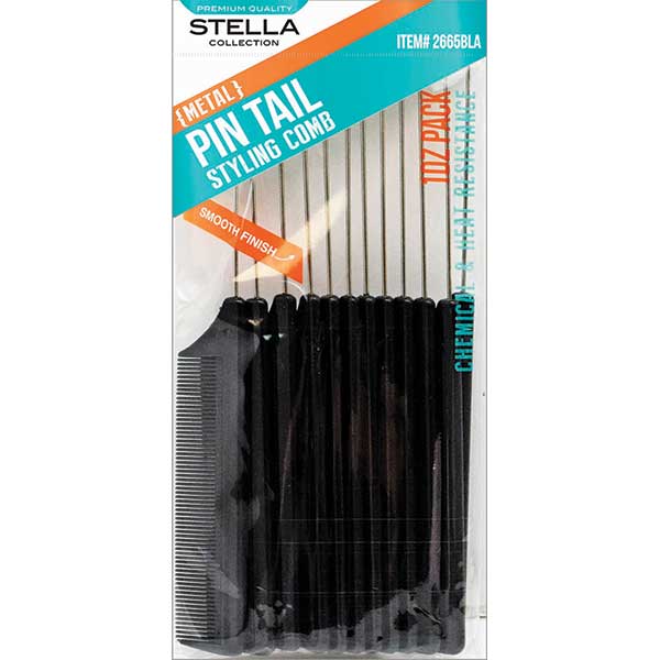 STELLA PIN TAIL COMB 12PACK ASSORT COLORS: GLITTER