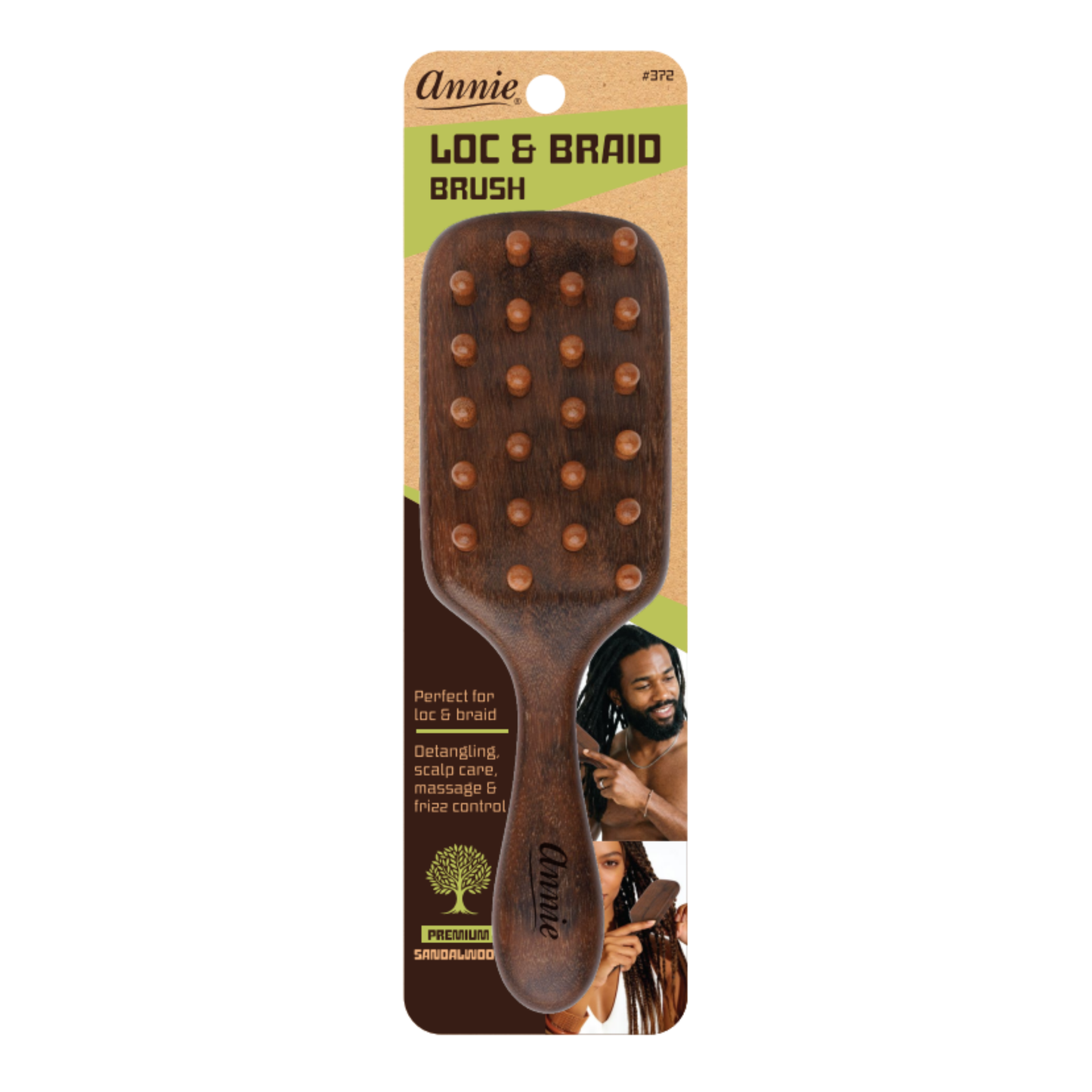 Annie Loc & Braid Paddle Brush Rectangle, 1 Count, Sandalwood