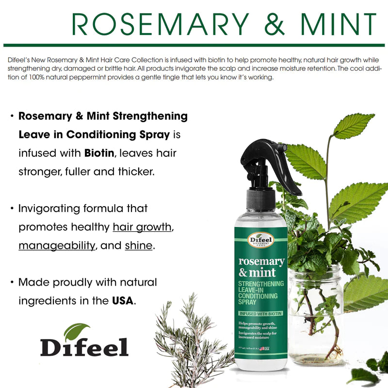 Difeel Rosemary and Mint Hair Strengthening Leave In Conditioning Spray With Biotin