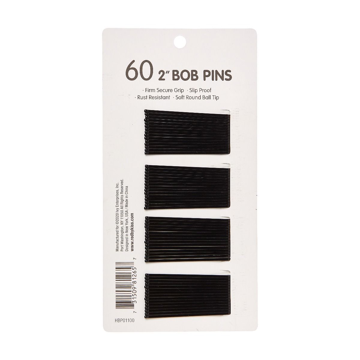 Red Bob Pins 2' 60CT BLK