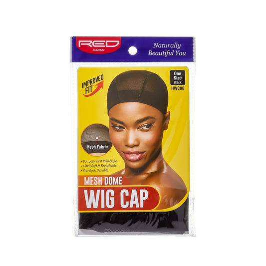 RED MESH DOME WIG CAP BLACK REGULAR SIZE