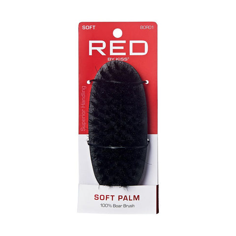 Red Professional 100% Boar Soft Palm Brush