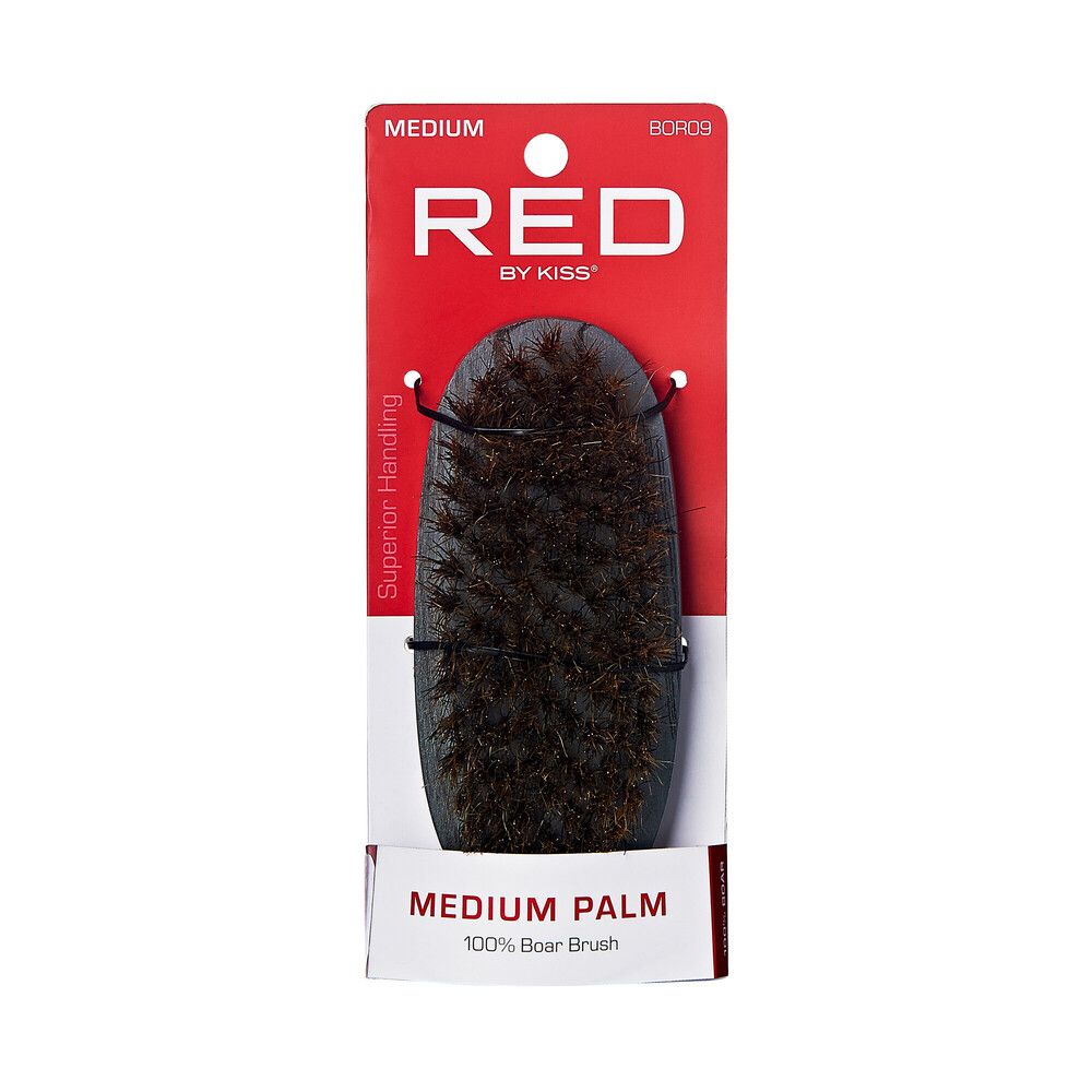 Red Professional 100% Boar Medium Palm Brush