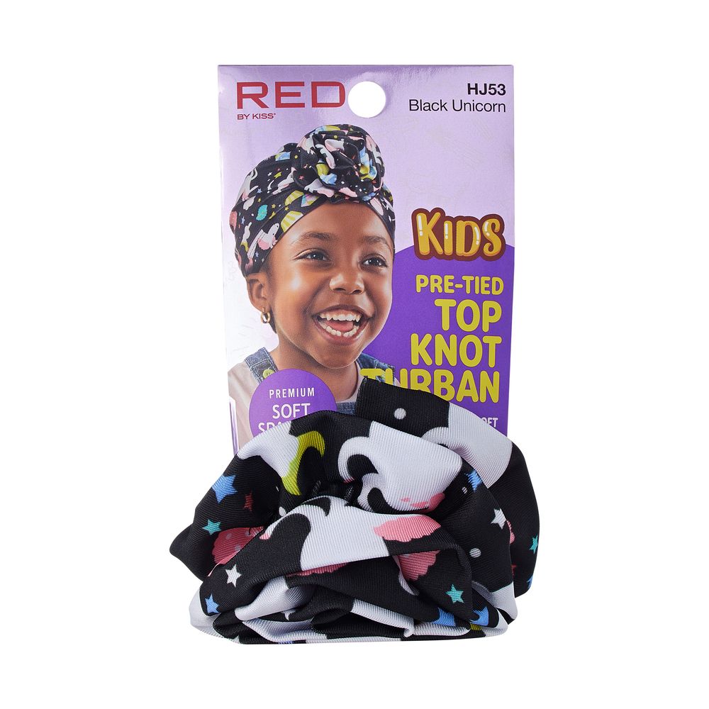 Kids Top Knot Turban BLACK UNICORN