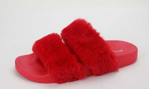 Bamboo LIV-04 Fur Strap Slipper Sandals