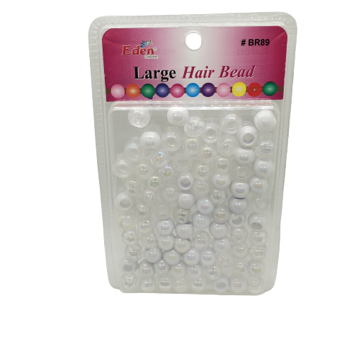Eden Large Hair Beads - Round Clear Jumbo Pack #BR89