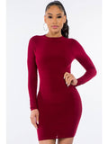 Ruched Sleeve Lined Mini Dress