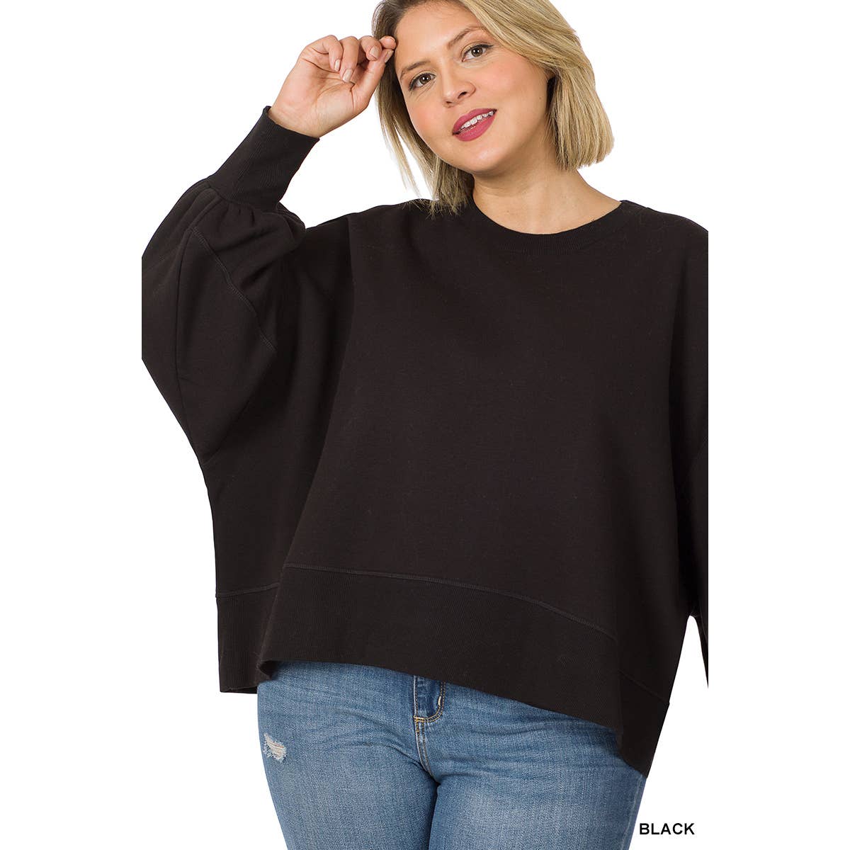 Plus Balloon Sleeve Sweatshirt