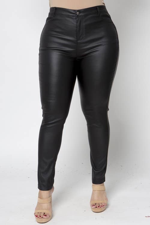 PLUS SIZE COATED MILLENIUM SKINNY PANTS