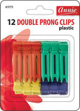 12 Plastic Double Prong Clips