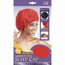 DRAWSTRING LARGE SATIN SLEEP CAP 124 (Assort)