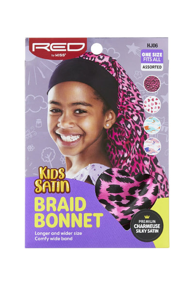 Red Kids Edge Satin Braid Bonnet