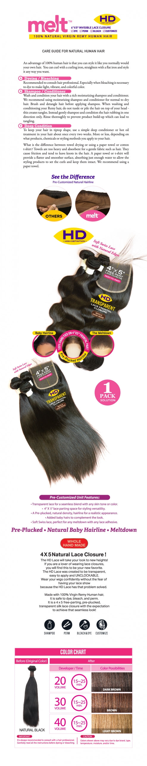 Janet Collection Melt 100%  Human Hair MELT NATURAL VIRGIN HAIR 3PCS+4X5 FREE PART