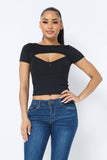 Brushed Dty Pullover Shrug Rib Self Cut Out Top