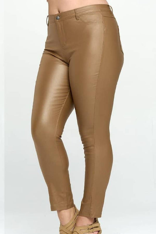 PLUS SIZE COATED MILLENIUM SKINNY PANTS