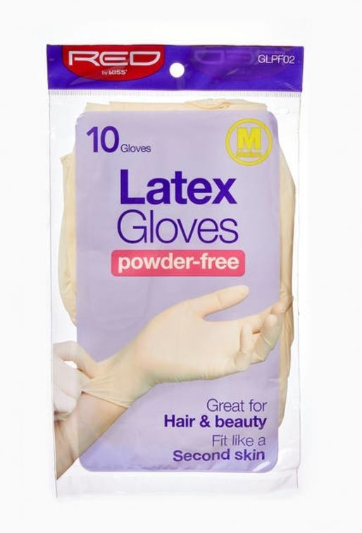 RED POWDER-FREE LATEX GLOVES 10CT