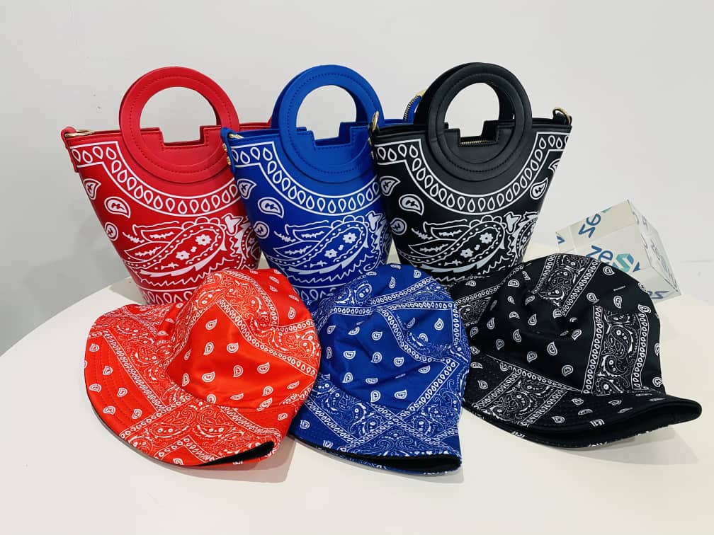 Blue Bandana Purse Tote & Bucket Hat