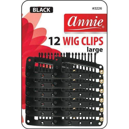 03226  Annie Wig Clips Large 12Ct Black