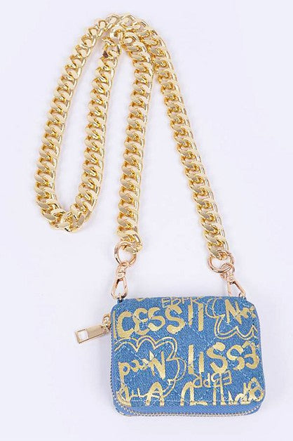 Graffiti Denim Chain Wallet