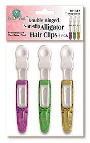 Double Hinged Non-Slip Alligator Hair Clips (3pcs) (Transparent)