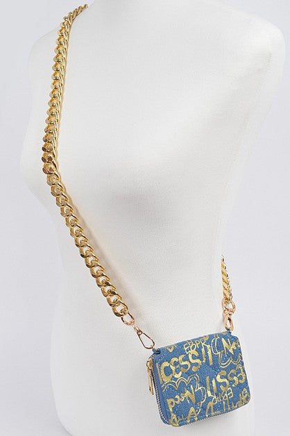 Graffiti Denim Chain Wallet