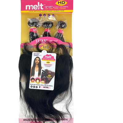 Janet Collection Melt 100%  Human Hair  Brazilian Straight 3PCS + 13" x 5" HD Frontal