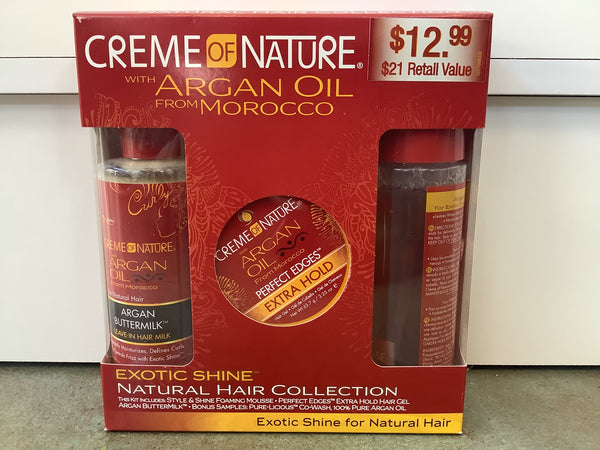 Creme of Nature with Argan Oil from Morocco Exotic Shine Natural Hair Collection Kit