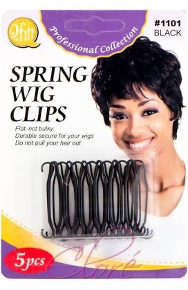 Qfitt Spring Wig Clips Extension Hook Fabric Edge Hair Comb 5pcs/1PK #1101 Black