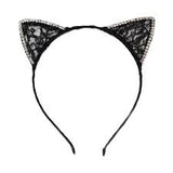 Lace Rhinestone Cat Ears Headband