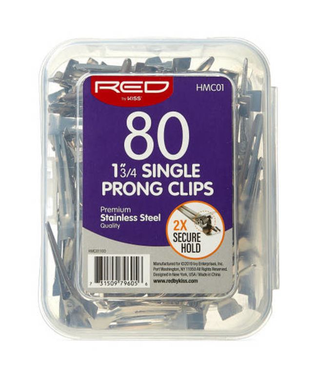 RED 1 3/4' SINGLE PRONG CLIPS 80 PCS