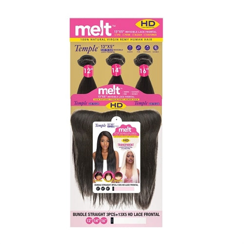 Janet Collection Melt 100%  Human Hair  Brazilian Straight 3PCS + 13" x 5" HD Frontal