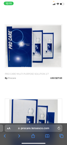 Procare Contact Lens Solution