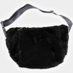 Black Fluffy Faux Fur Fanny Pack