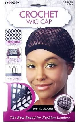 Donna Crochet Wig Cap Large Hole Net - Black #22536