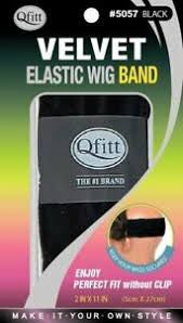 QFITT Elastic Velvet WIG BAND 2" x 11in BLACK 5057